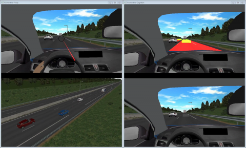 ESI Pro-SiVIC Visual output of the Cognitive simulation model of the driver from an ESI and IFSTTAR-LESCOT project.