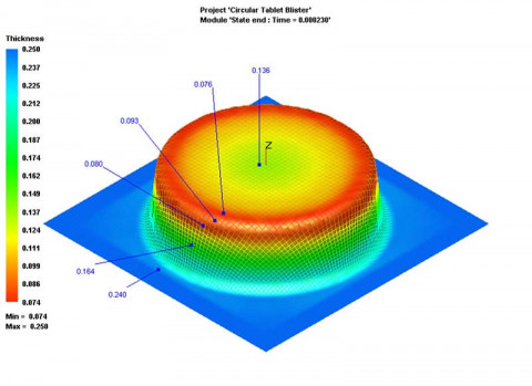 Thickness distribution simulation in PAM-FORM