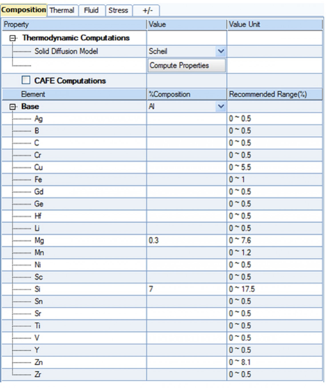 MaterialDB Input