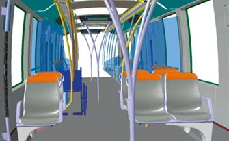 Simulated and rendered views in IC.IDO of the Riyadh metro vehicle
