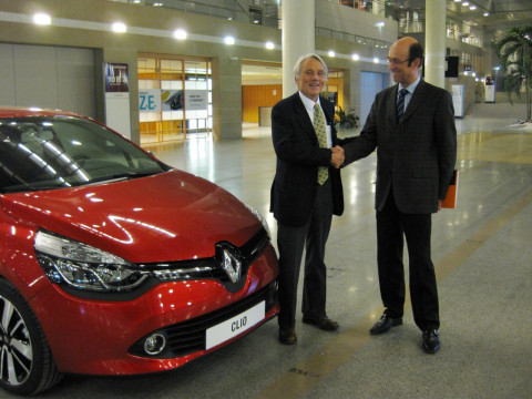 Alain de Rouvray, CEO, ESI Group and Jean Loup HUET, Director of Performance and Engineering Methods at Renault, January 24, 2013, at the Renault Technocenter in Guyancourt, near Paris.