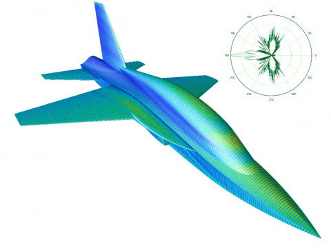 Surface Equivalente Radar d’un avion à réaction (Simulation Efield® à 3 GHz avec plus d’un million d’inconnues)